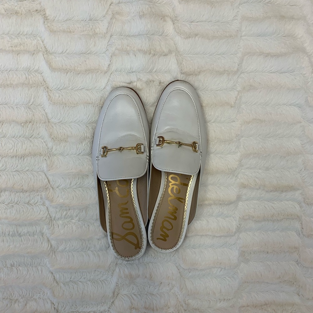 Sam Edelman white loafer mules